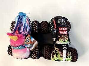 Set of 2 Monster Jam Plush Monster Truck Pillows, Grave Digger and Sparkle Smash